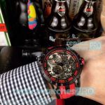 Top Graded Copy Roger Dubuis Black Bezel Red Rubber Strap Watch 